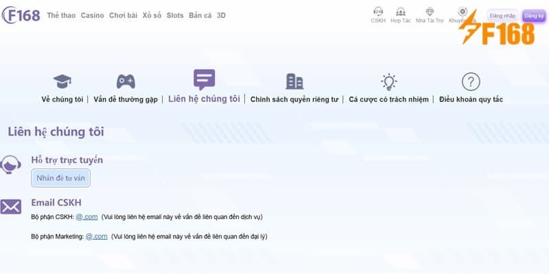 Liên Hệ Nhà Cái F168 Giải Quyết Vấn Đề Khi Cá Cược 3 Liên lạc nhà cái trên website chính thức hoặc trụ sở